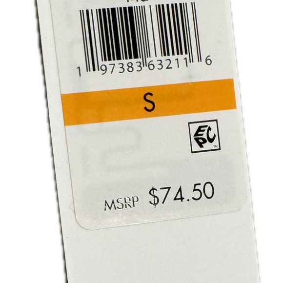 Calvin Klein Women Split V-Neck Roll-Tab Sleeve Button Front Top Orange/White - Picture 2 of 8